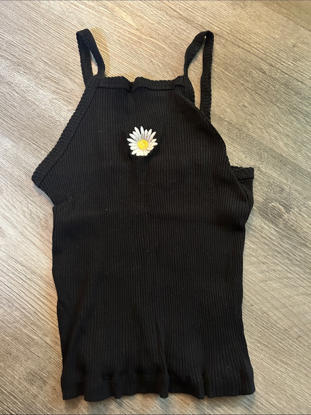 wild fable Black Ribbed Daisy Tank Top